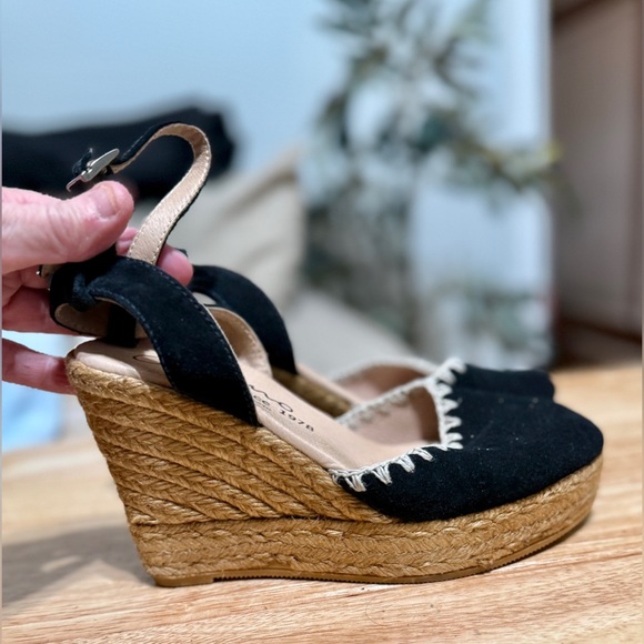 Gaimo Black Espadrille Wedges - Picture 5 of 8